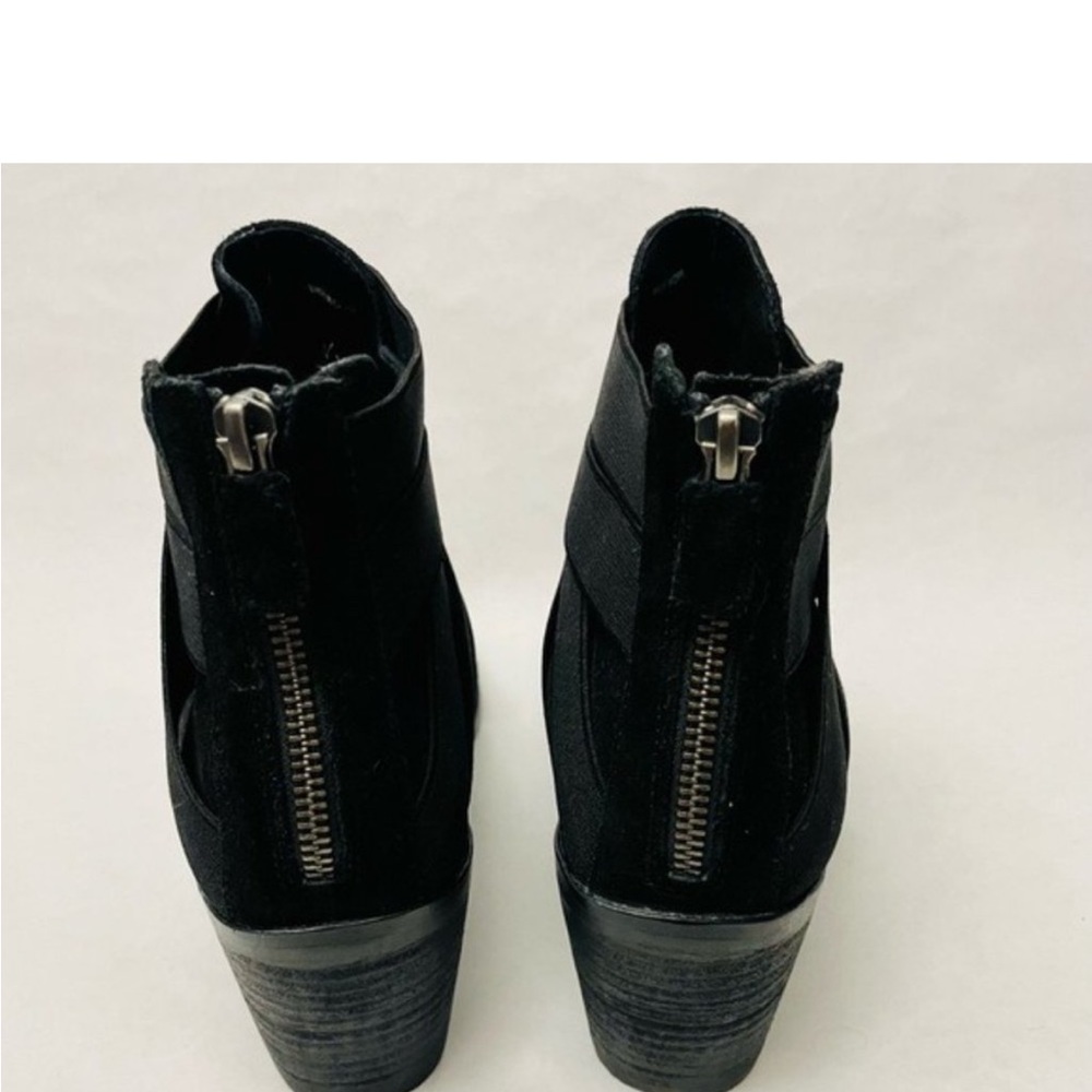 Eileen Fisher Willis Black Suede Elastic Strap Booties - Picture 4 of 5